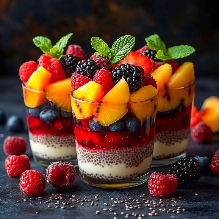 Yogurt, granola and dried fruits served from glass jars